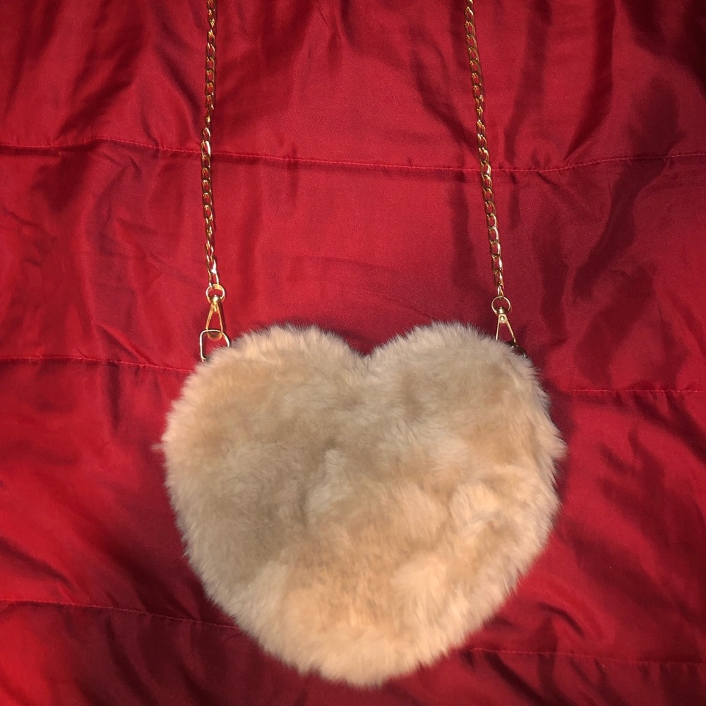 Furry heart shaped purse